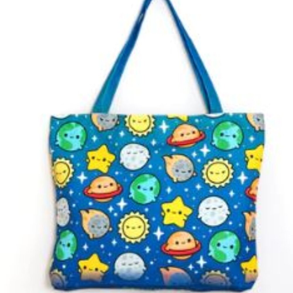 Adorable Galactic Space Tote Bag with Zipper